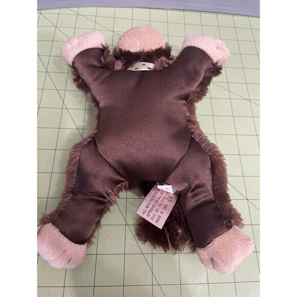 Bearington Baby Plush Monkey Lovey Rattle Stuffed Toy Brown Tan Green Bow 9" - Picture 5 of 8